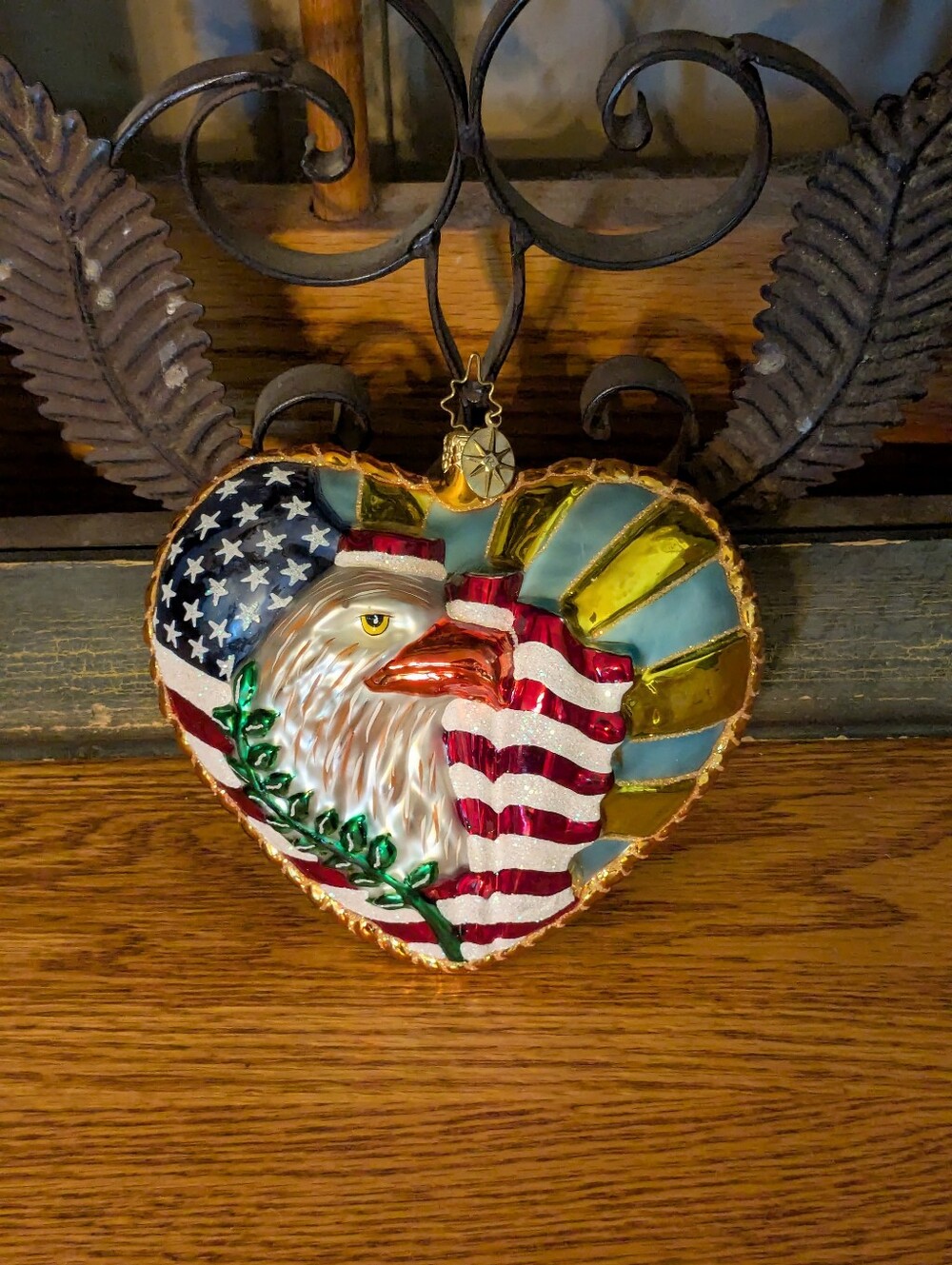 Christopher Radko 2003 "Of Thee I Sing" Double-sided Hand-Blown  Heart Ornament